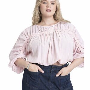 Eloquii Light Pink Ruffle Blouse